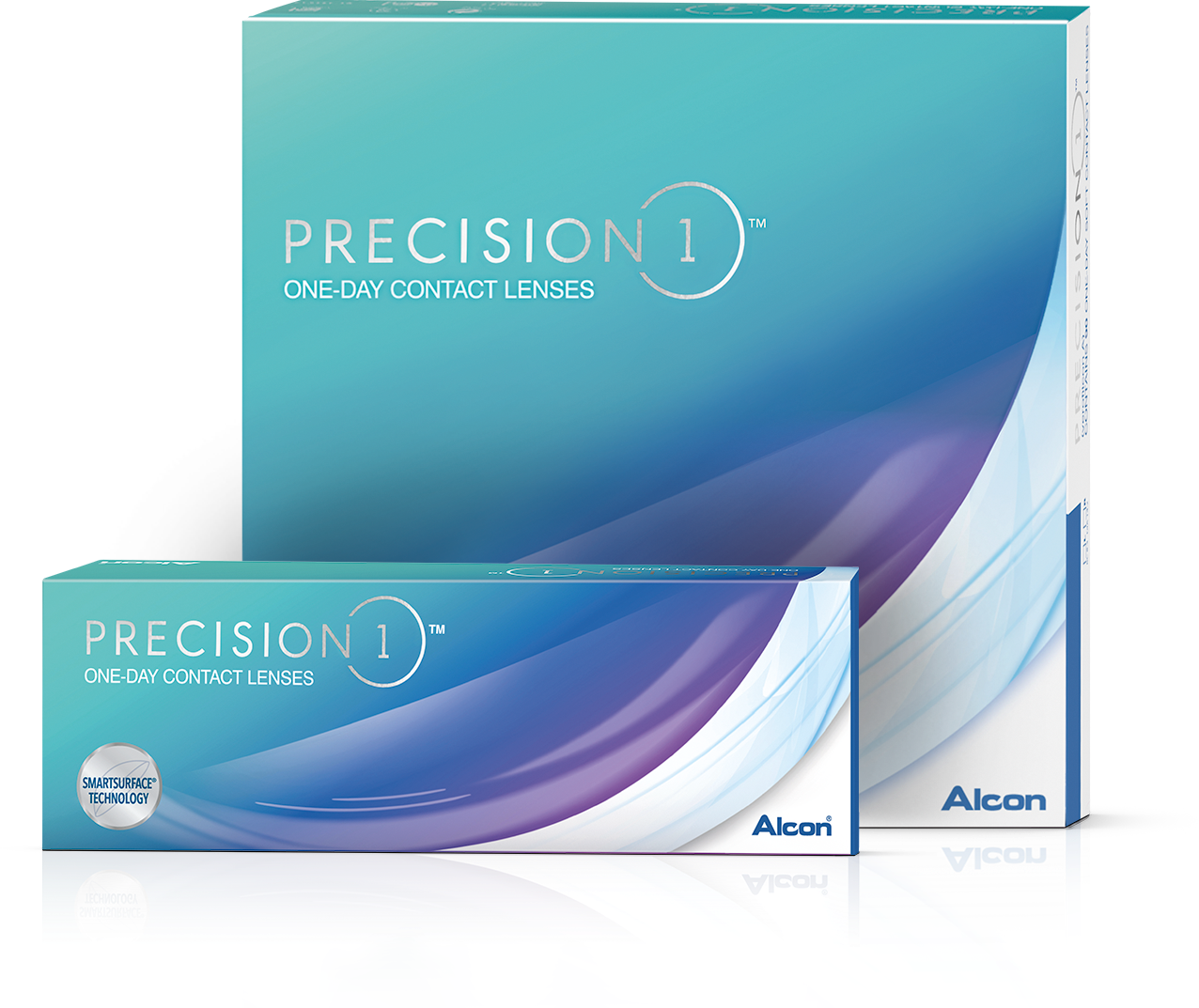 Produktverpackungen der Precision1 Tageslinsen von Alcon