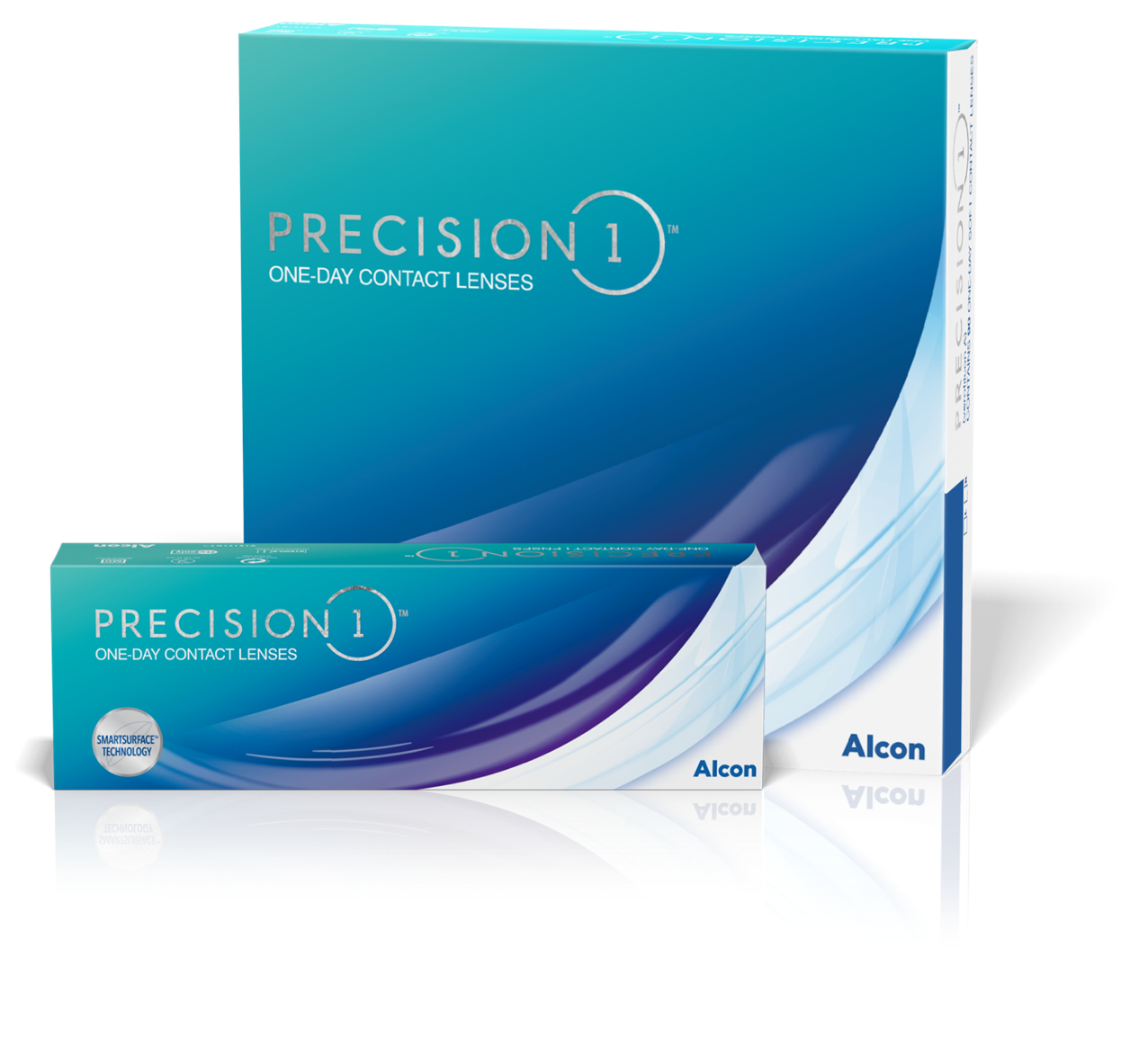 Cajas de productos de lentes de contacto Precision1 de un día de Alcon