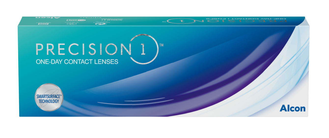 Product box for Precision1 one-day contact lenses by Alcon