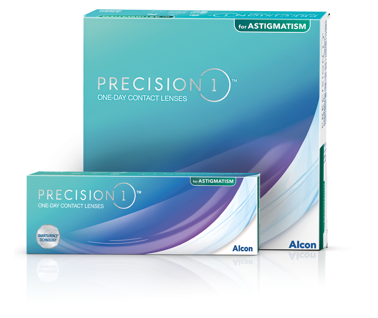 Caixas de produtos de lentes de contacto diárias Precision1 para o astigmatismo