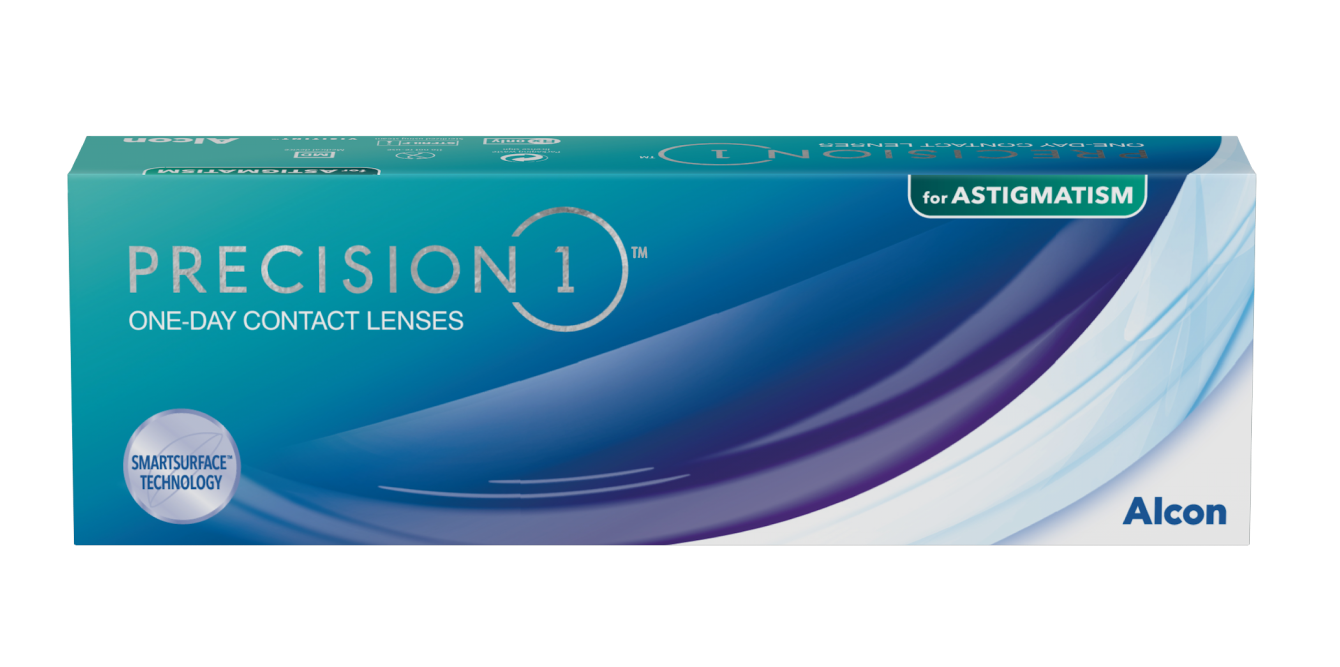 Precision1 for Astigmatism One-Day Contact Lenses product box by Alcon
