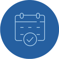 icon of a calendar with confirmation checkmark