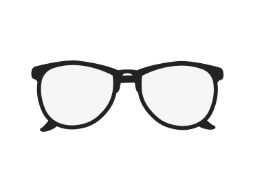 Illustration of black eyeglasses with clear lenses, representing current eyewear or vision correction