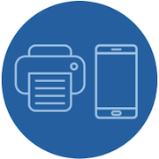 pictogram van een printer en mobiele telefoon