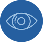 Icon with a stylized eye surrounded by radiating lines, representing vision, eye health, or alertness