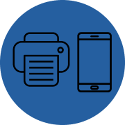 ikona tiskárna a mobilní telefon