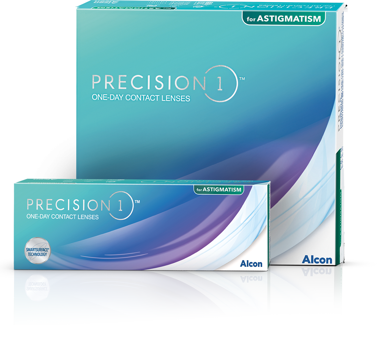 Precision1 for Astigmatism daily contact lenses product boxes