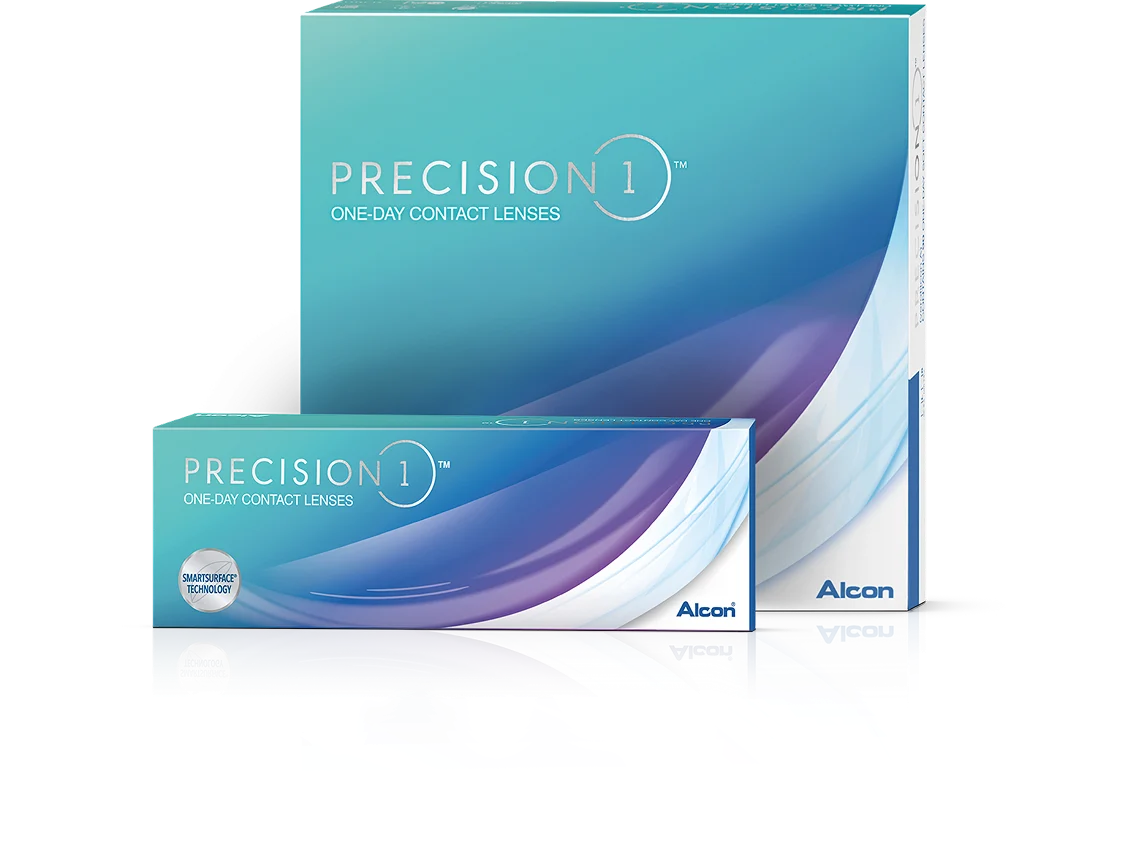 Precision1 One-Day Contact Lenses product boxes