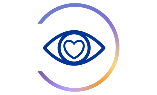 Icon of an eye with a heart in the center of the pupil